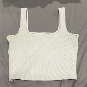 Hollister White Ribbed Crop Top